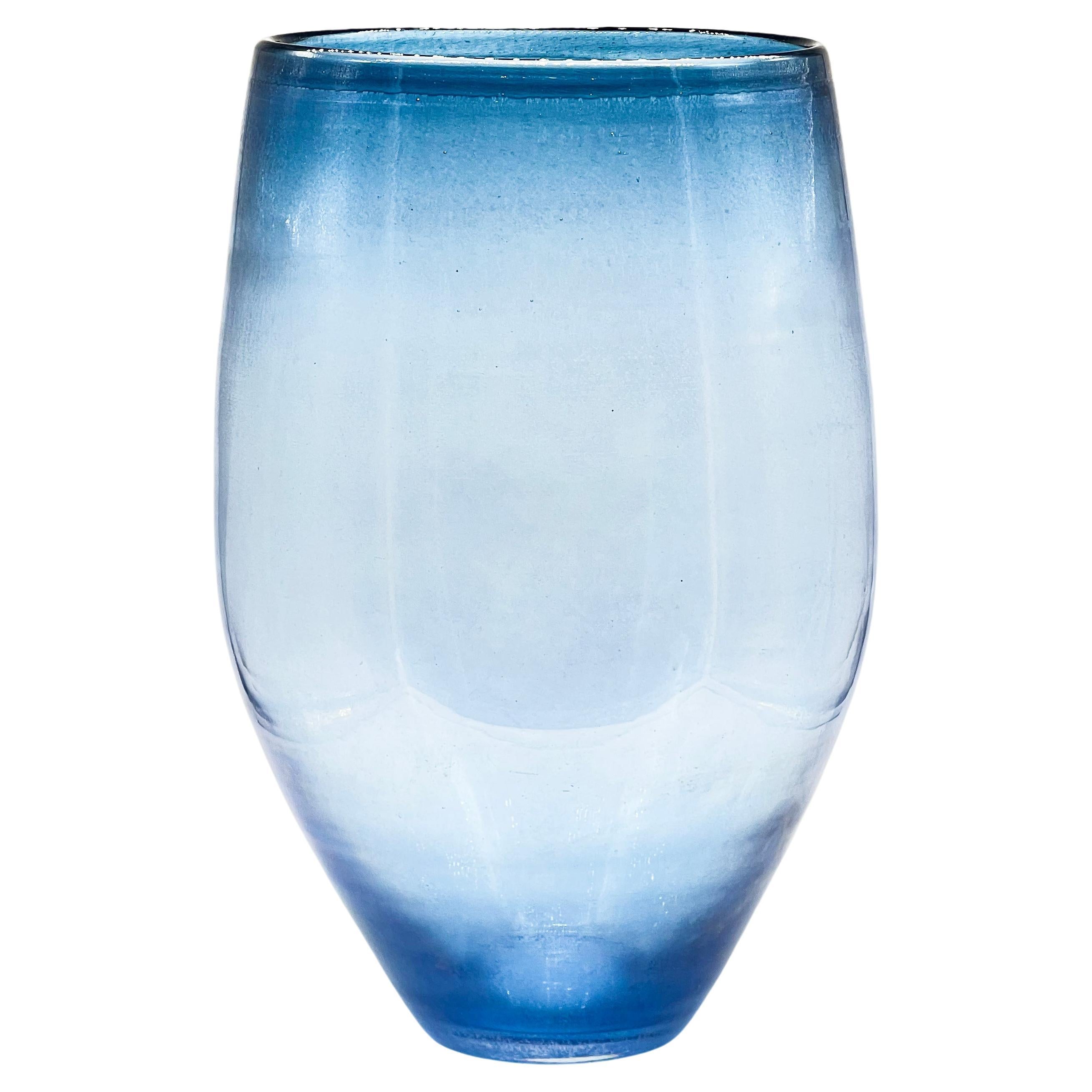 Big Opalescent Vase in Hand Blown Murano Glass, Blue Purple Gold Iridescent For Sale