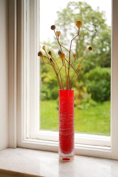 Big Orange Glass Vase by Bengt Edenfalk for Skruf, Sweden, 1970s