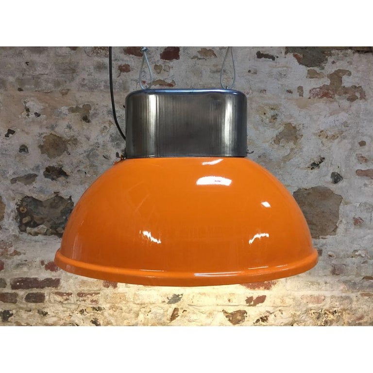Big Orange Industrial Vintage European Original Steel Pendant Lamp