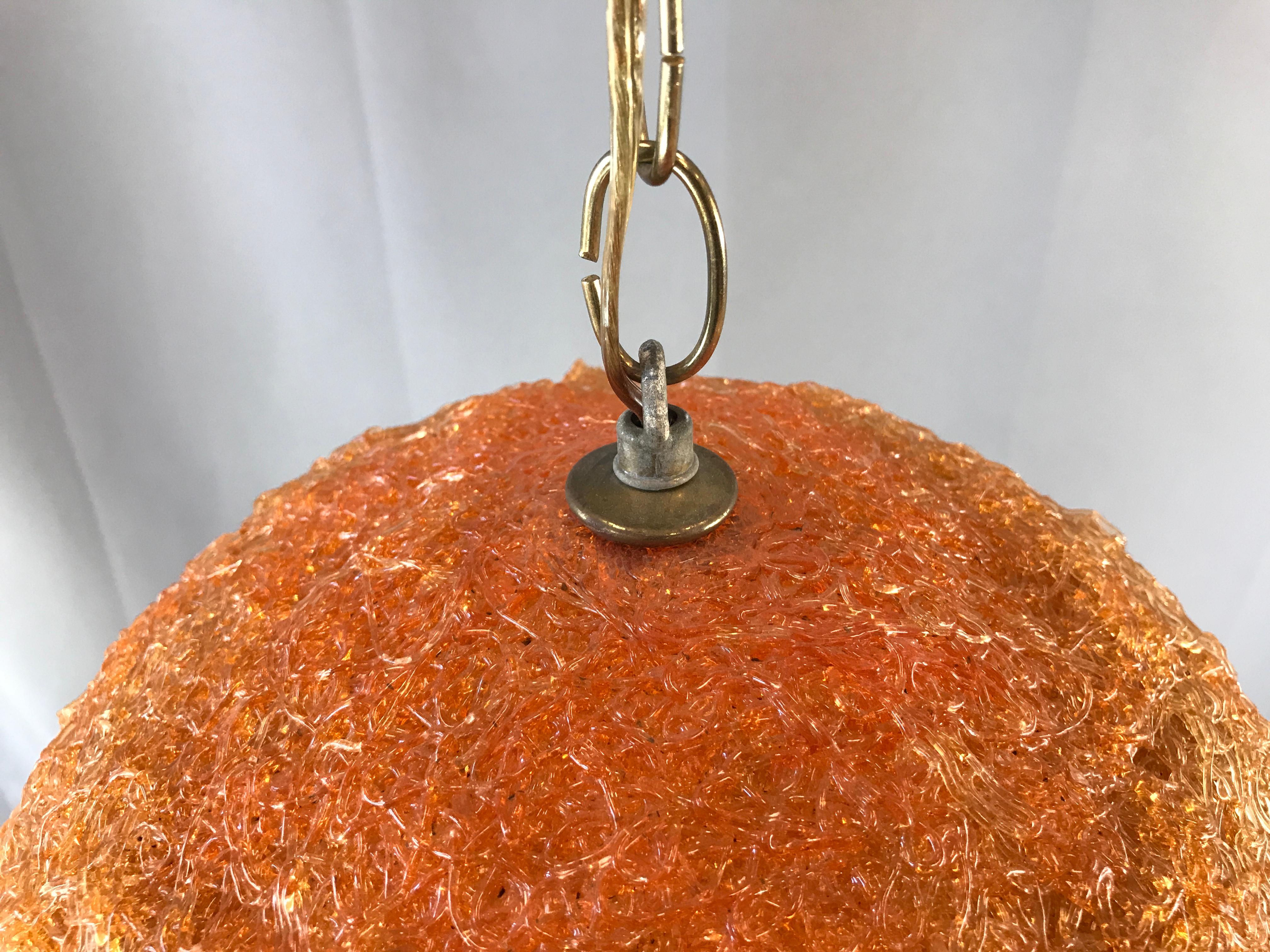 American Big Orange Spun Fiberglass Swag Lamp