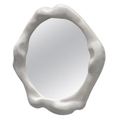 Big Organic Shaped Mirror in Bleached Maple - Sculptural Wavy Mirror