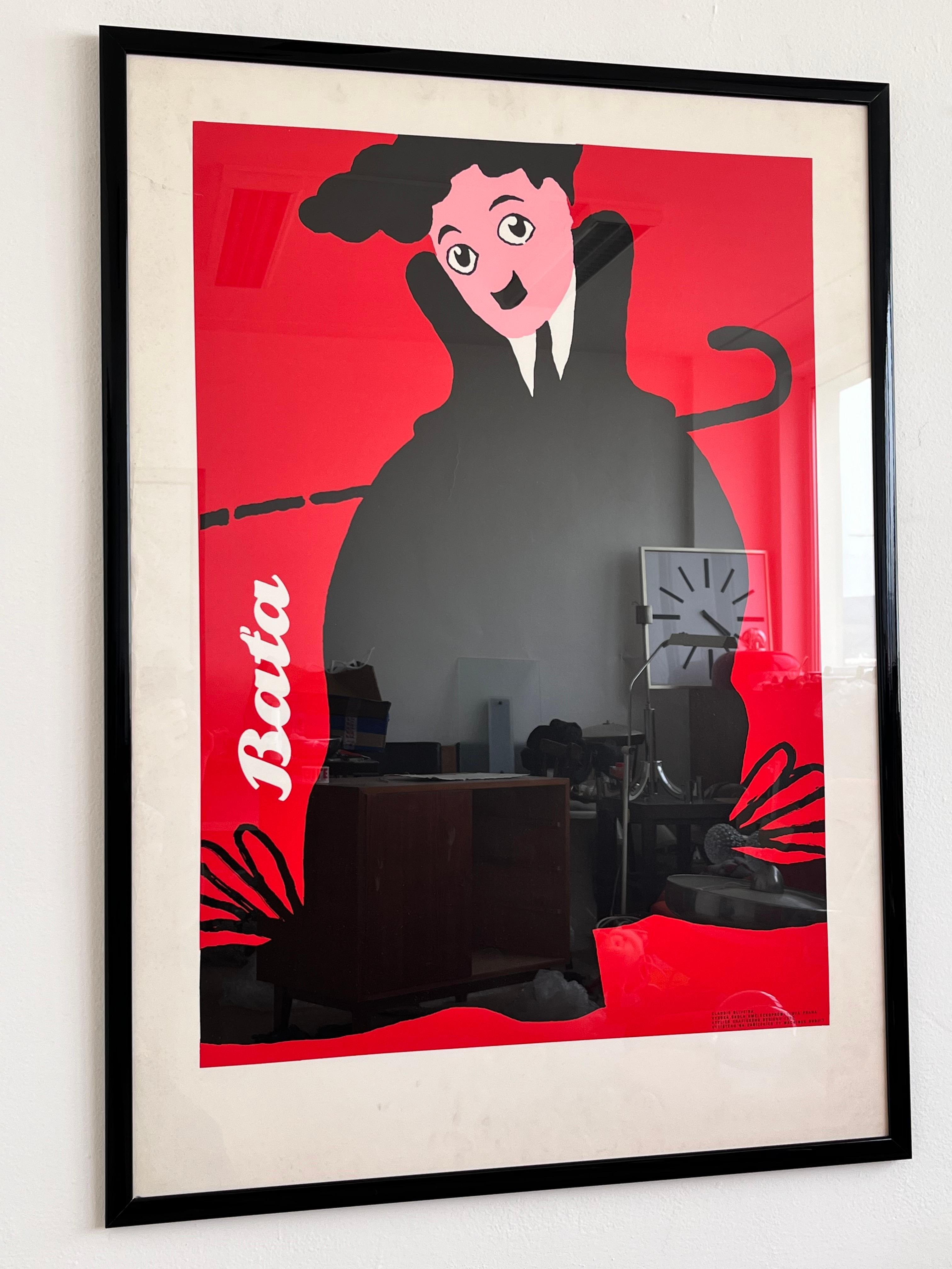 Modern BIG Original Charlie chaplin poster by Claudio Oliveira - Baťa , 1992 For Sale