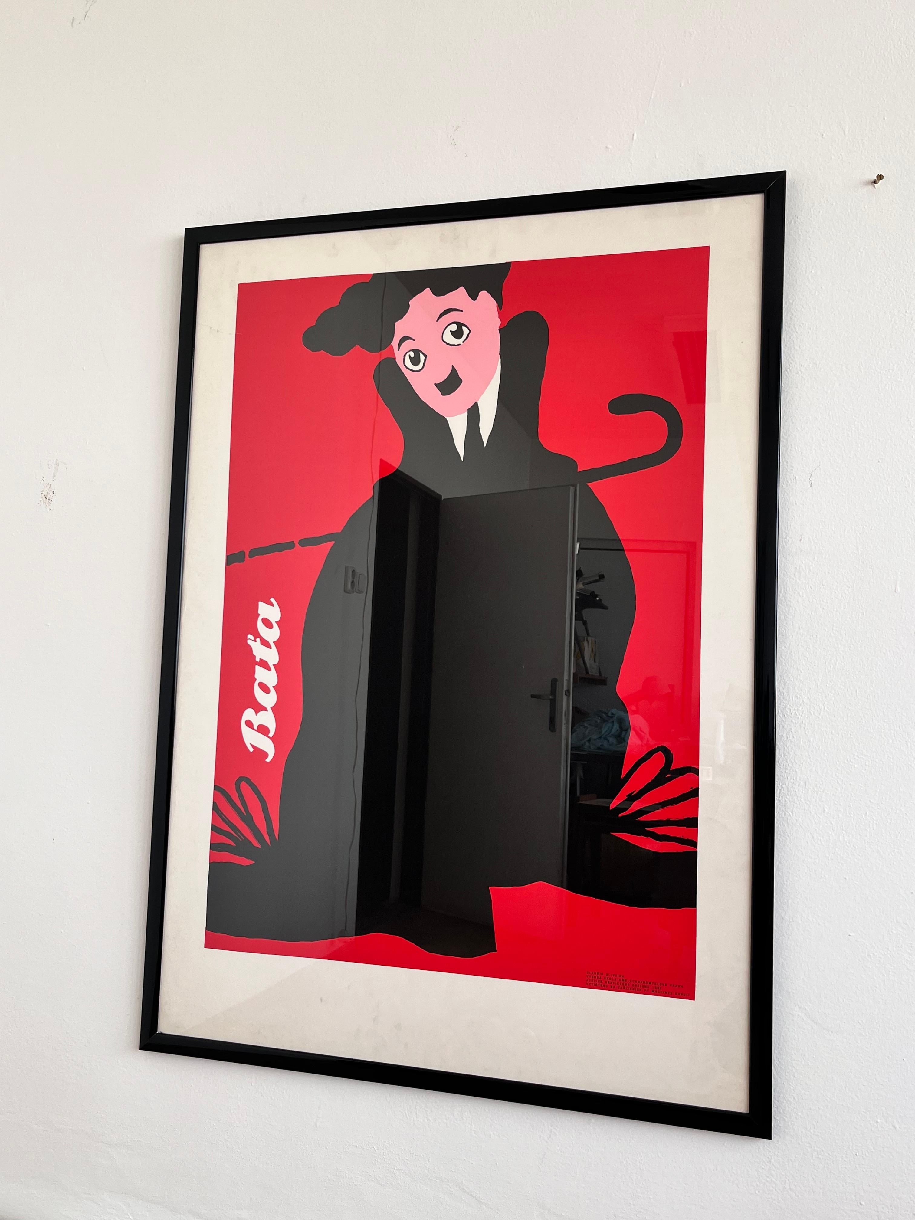 Late 20th Century BIG Original Charlie chaplin poster by Claudio Oliveira - Baťa , 1992 For Sale