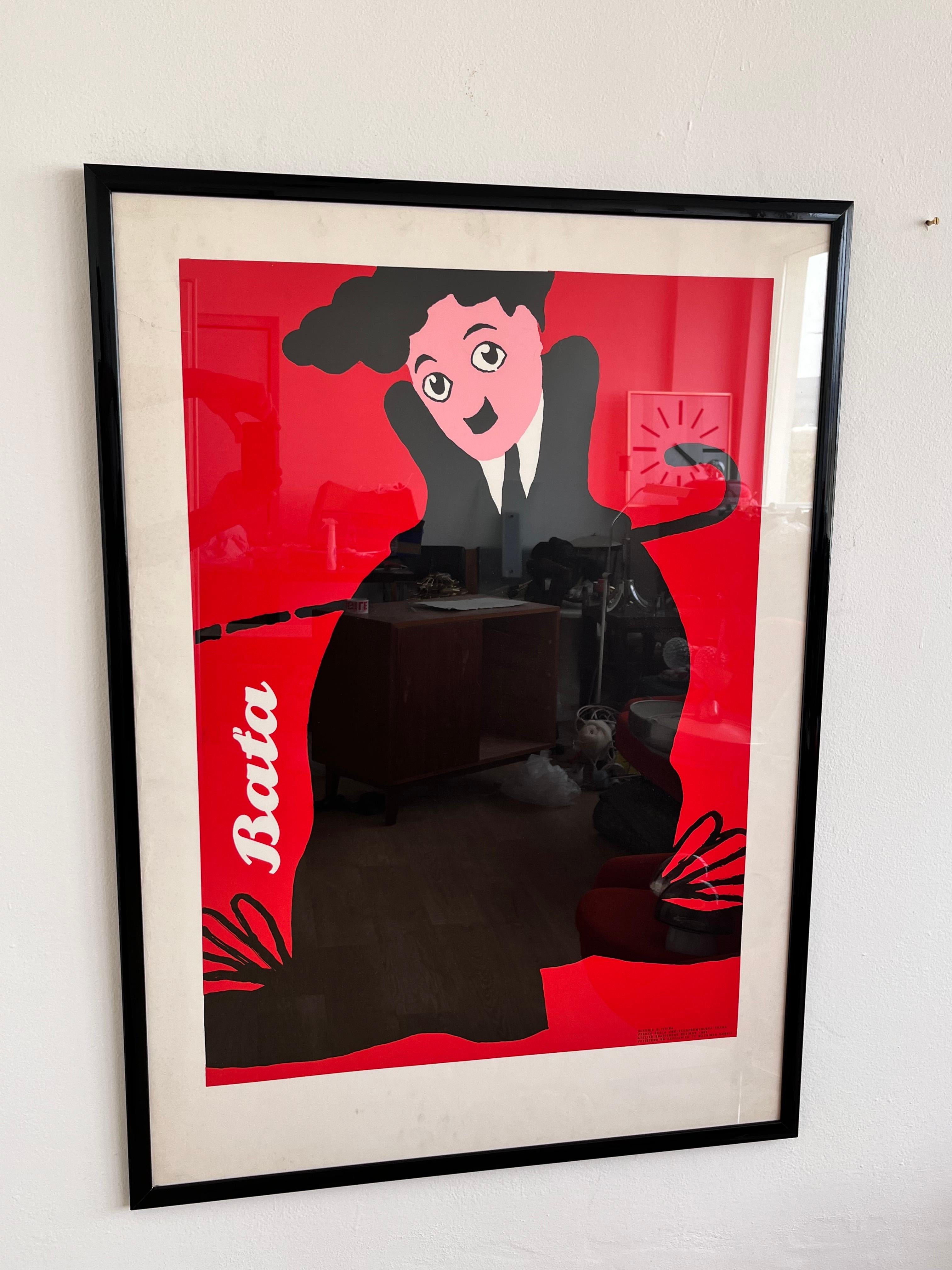 BIG Original Charlie chaplin poster by Claudio Oliveira - Baťa , 1992 For Sale 1