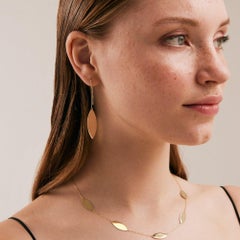 Big Oval Threader Earrings in 14K Solid Yellow Gold