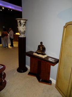 Big Pair of Art Deco Floor Lamps, France, Materials: Wood and Alabaster, 1930