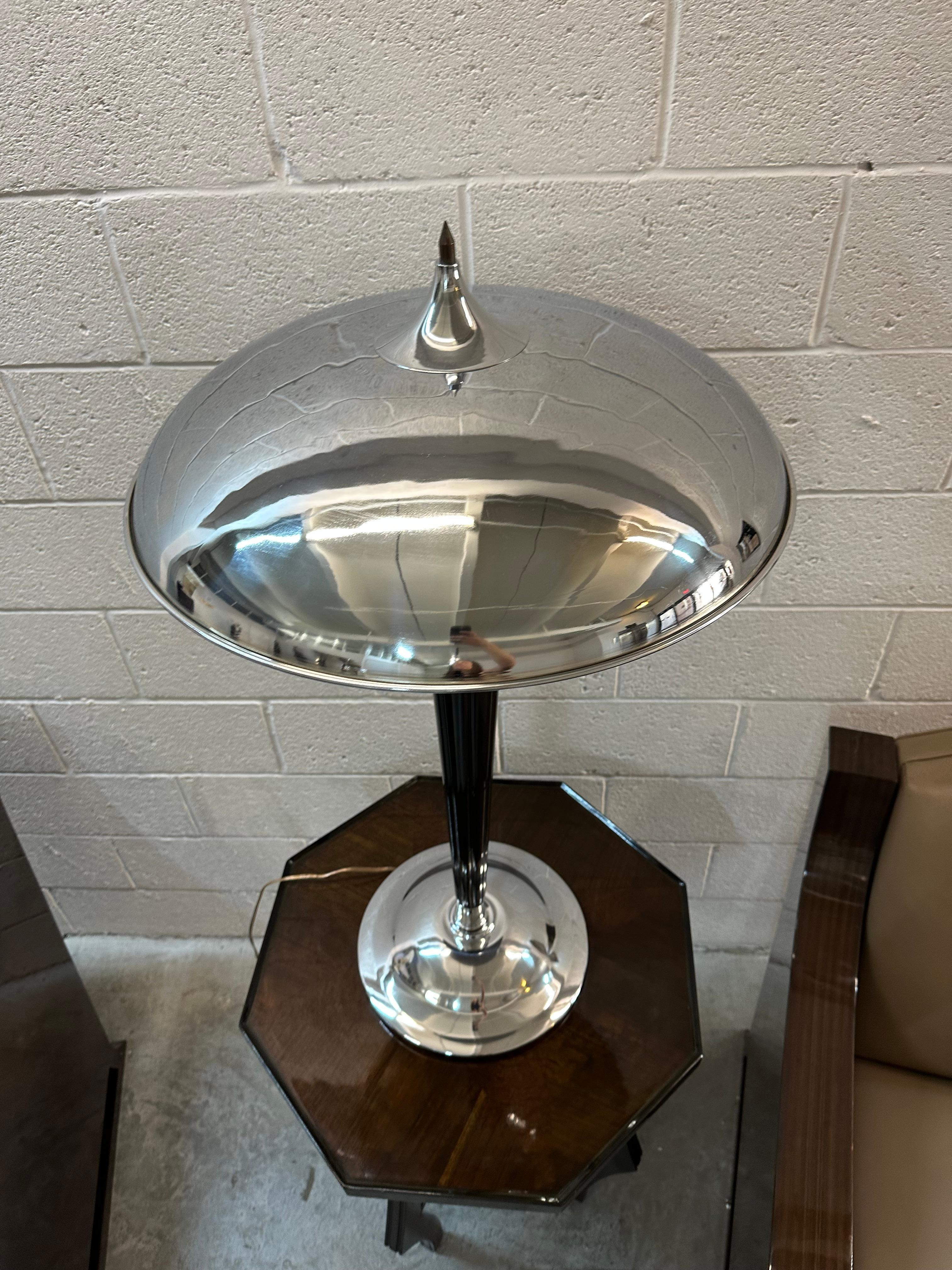 Big Pair of Art Deco Lamps in wood and chrome, 1930, France For Sale 13