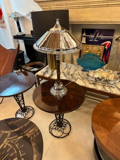 Big pair of Art Deco Table Lamps in wood and chrome, France