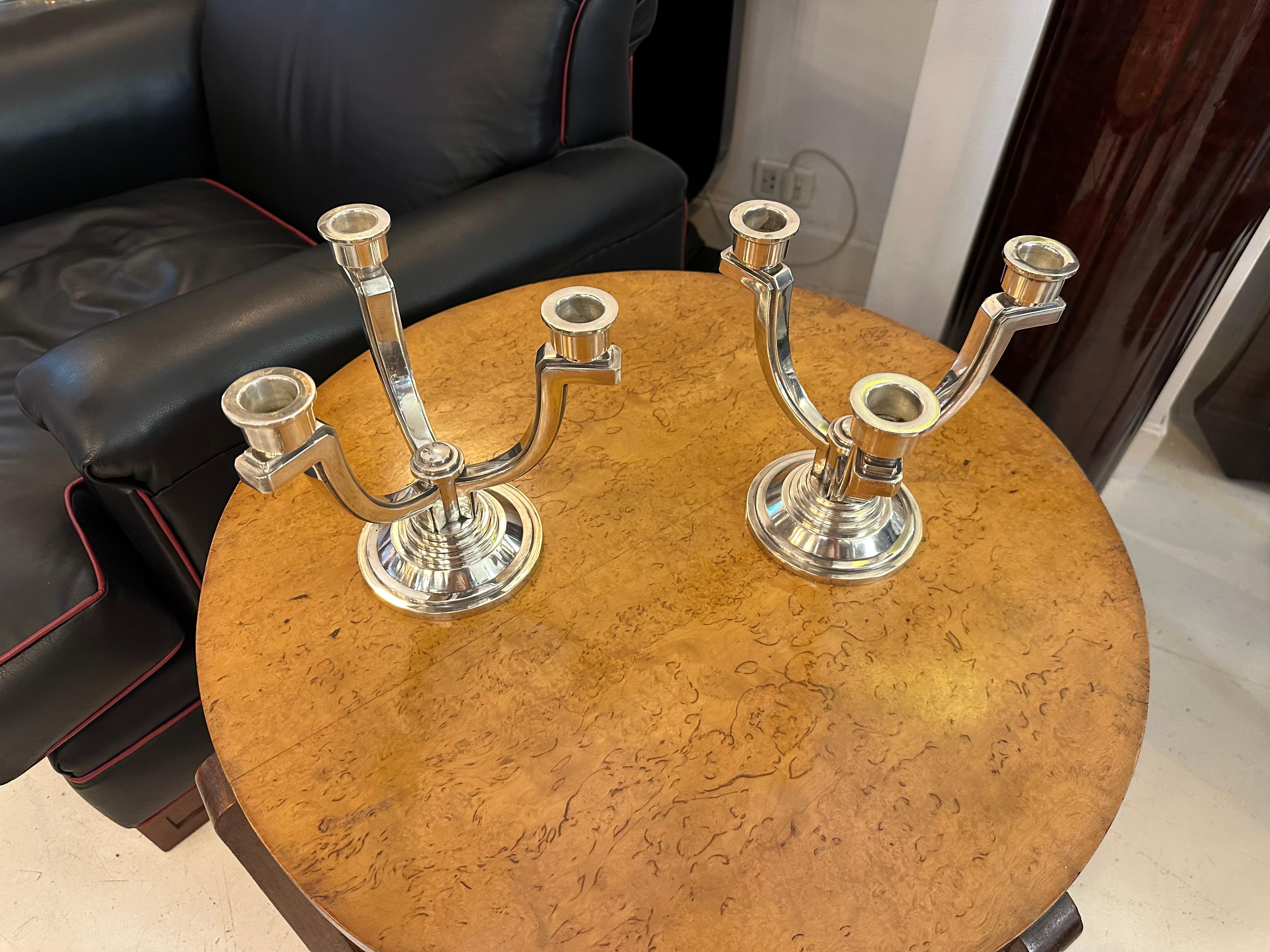 Coppia di candelabri, Art Deco, Segno: Francia in vendita 9