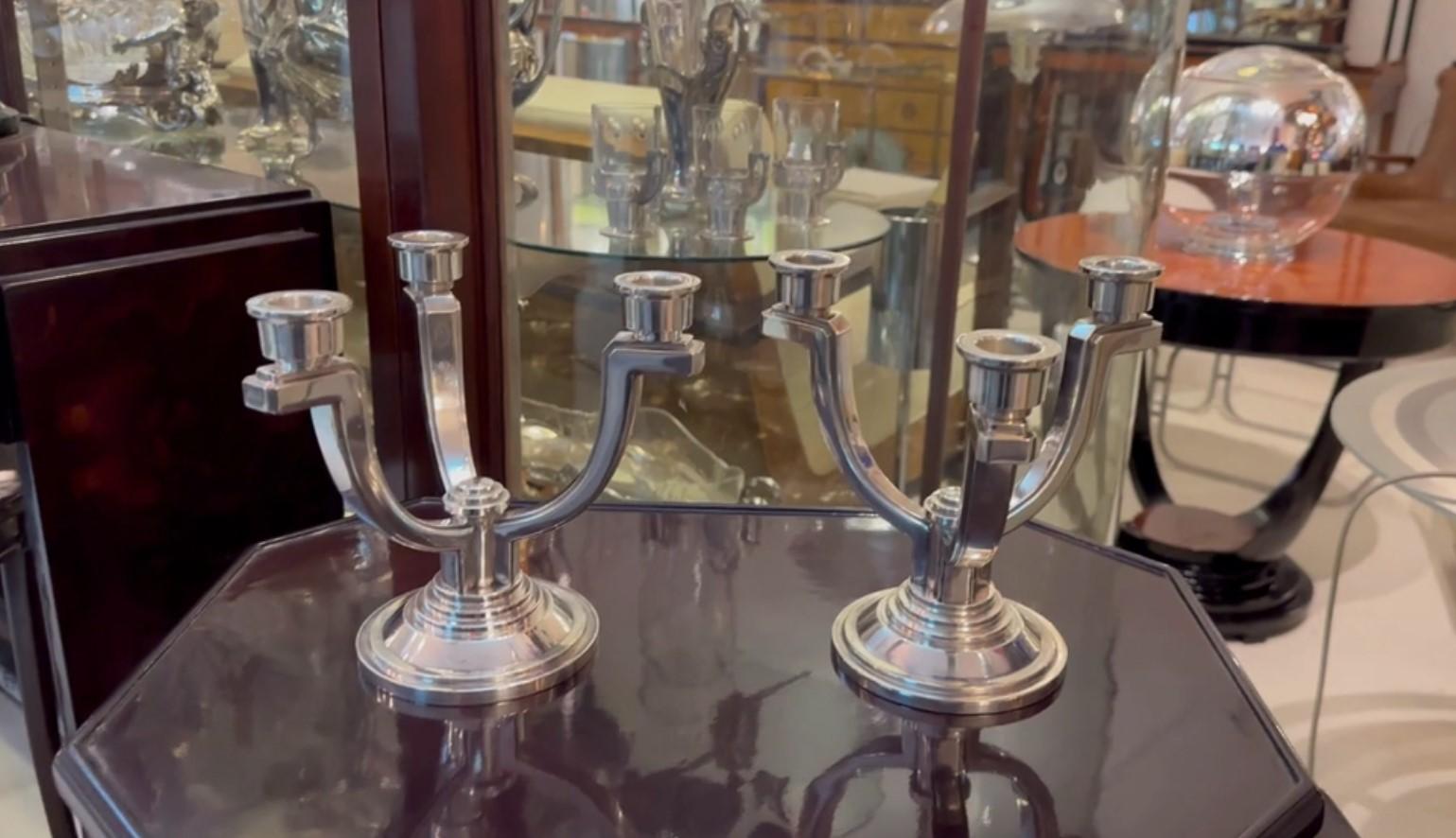 Art Déco Coppia di candelabri, Art Deco, Segno: Francia in vendita