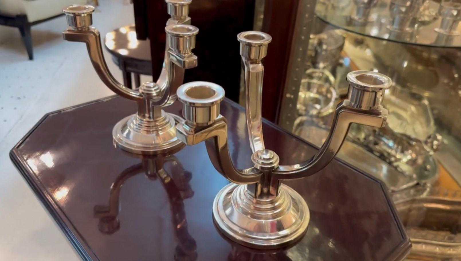 Francese Coppia di candelabri, Art Deco, Segno: Francia in vendita