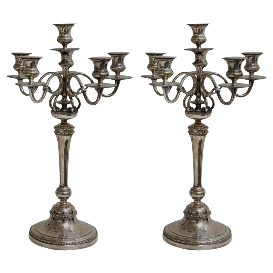 Grande coppia di candelabri, Jugendstil, Art Nouveau, Francia, 1900, insegna, Christofle