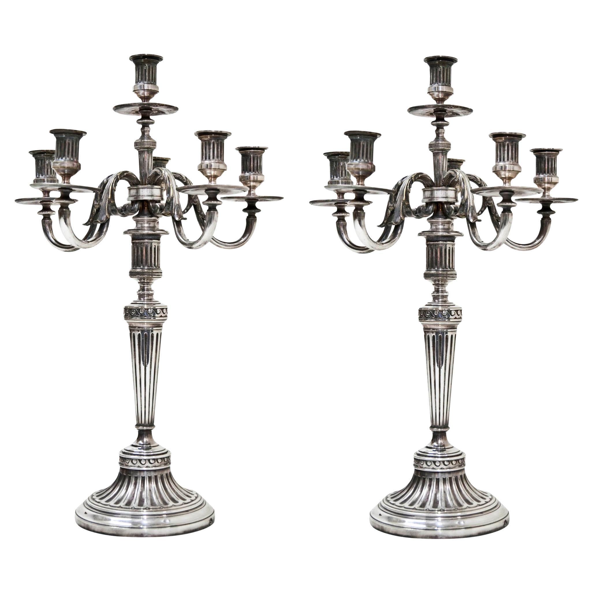 Grande paire de candélabres Jugendstil, Art Nouveau, Signature : Christofle 2825098