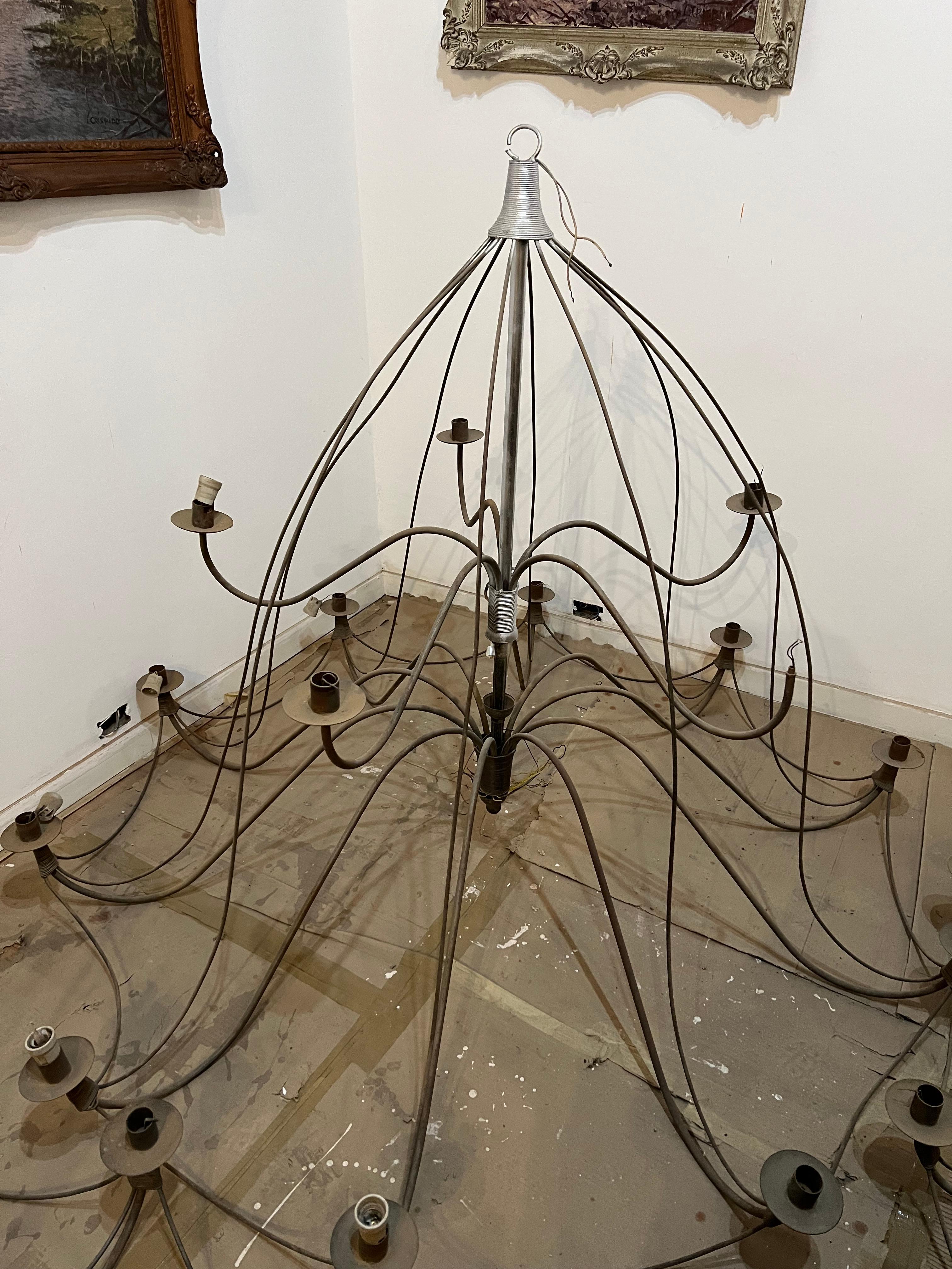 Big Pair of Chandelier in Iron, Style, 1970 For Sale 2
