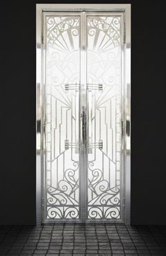 Big pair of door handles in chrome, 1930, France