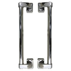 Big pair of door handles in chrome, 1930, France