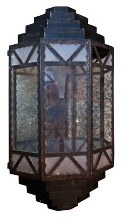 Big Pair of Sconces in Glass and Iron, French, Style: Art Deco