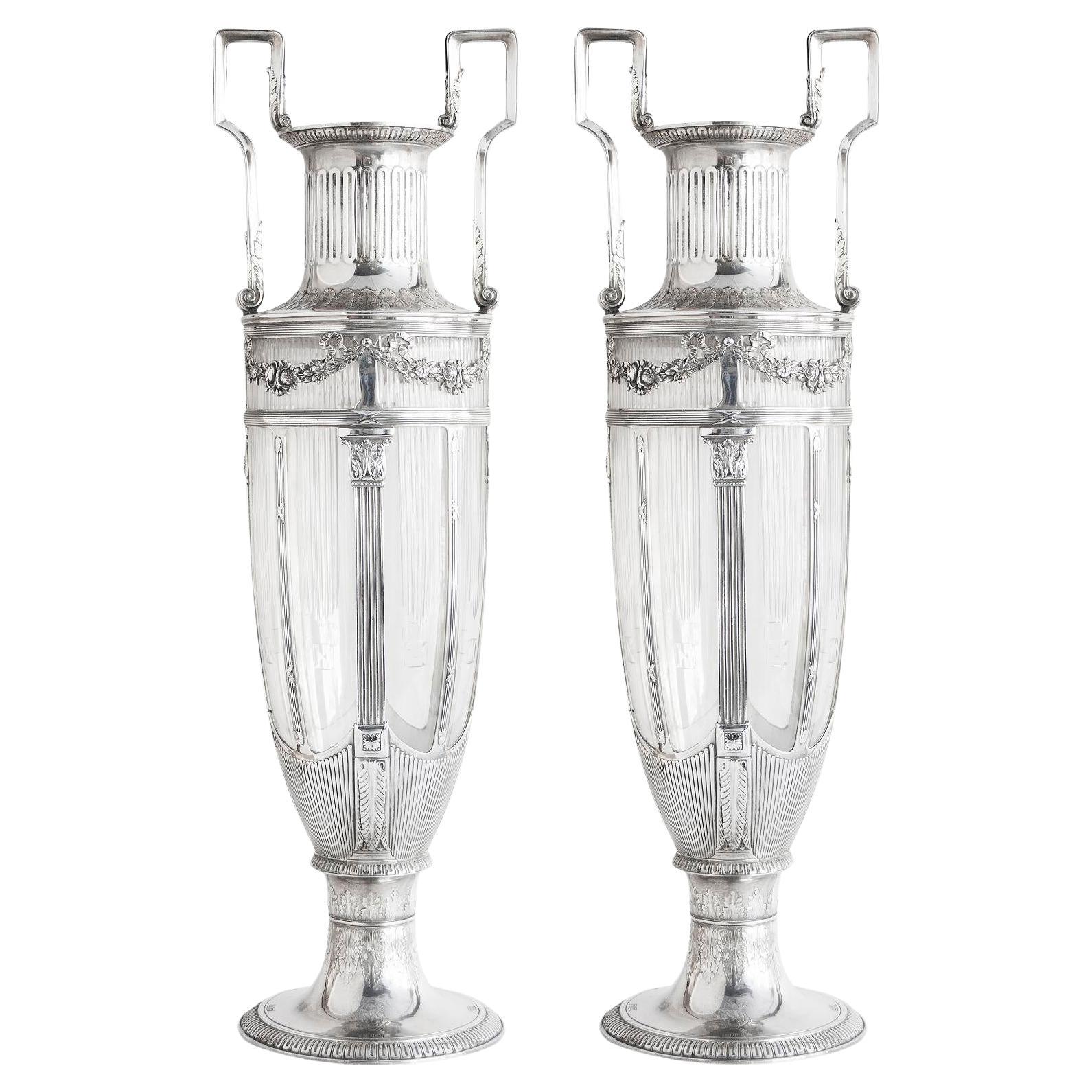 Großes Paar Vasen Orivit, Deutsch, Stil: Jugendstil, Freiheit, 1895 im Angebot