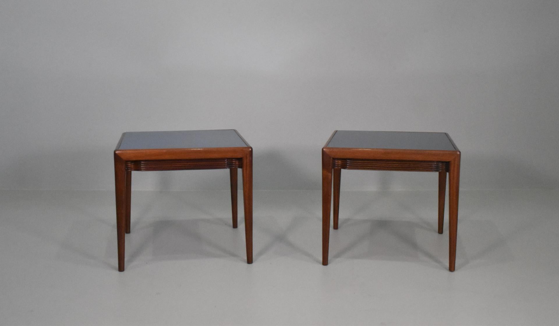 Mid-Century Modern Big Pair Osvaldo Borsani of Arredamenti Borsani Varedo Low Tables Original Label For Sale