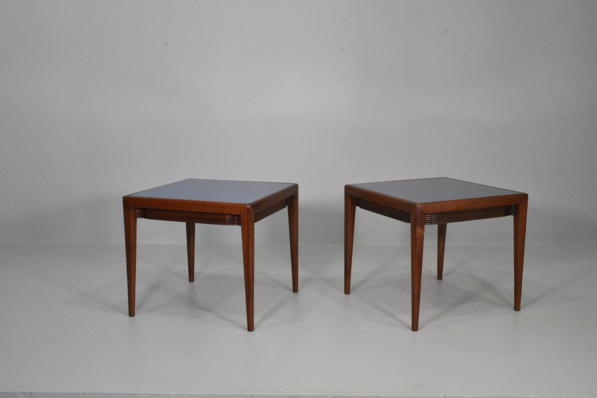 Italian Big Pair Osvaldo Borsani of Arredamenti Borsani Varedo Low Tables Original Label For Sale