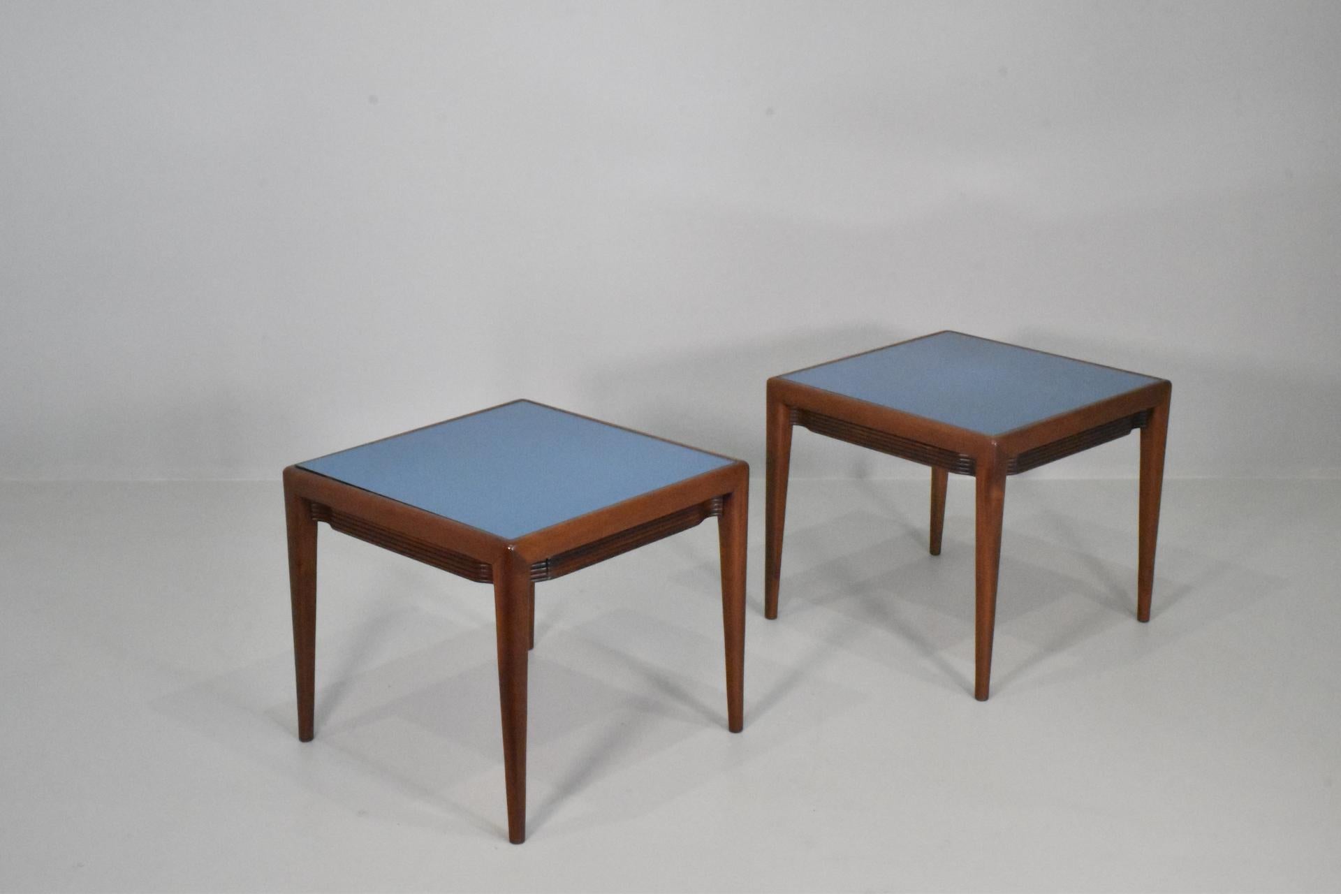 Big Pair Osvaldo Borsani of Arredamenti Borsani Varedo Low Tables Original Label For Sale 2