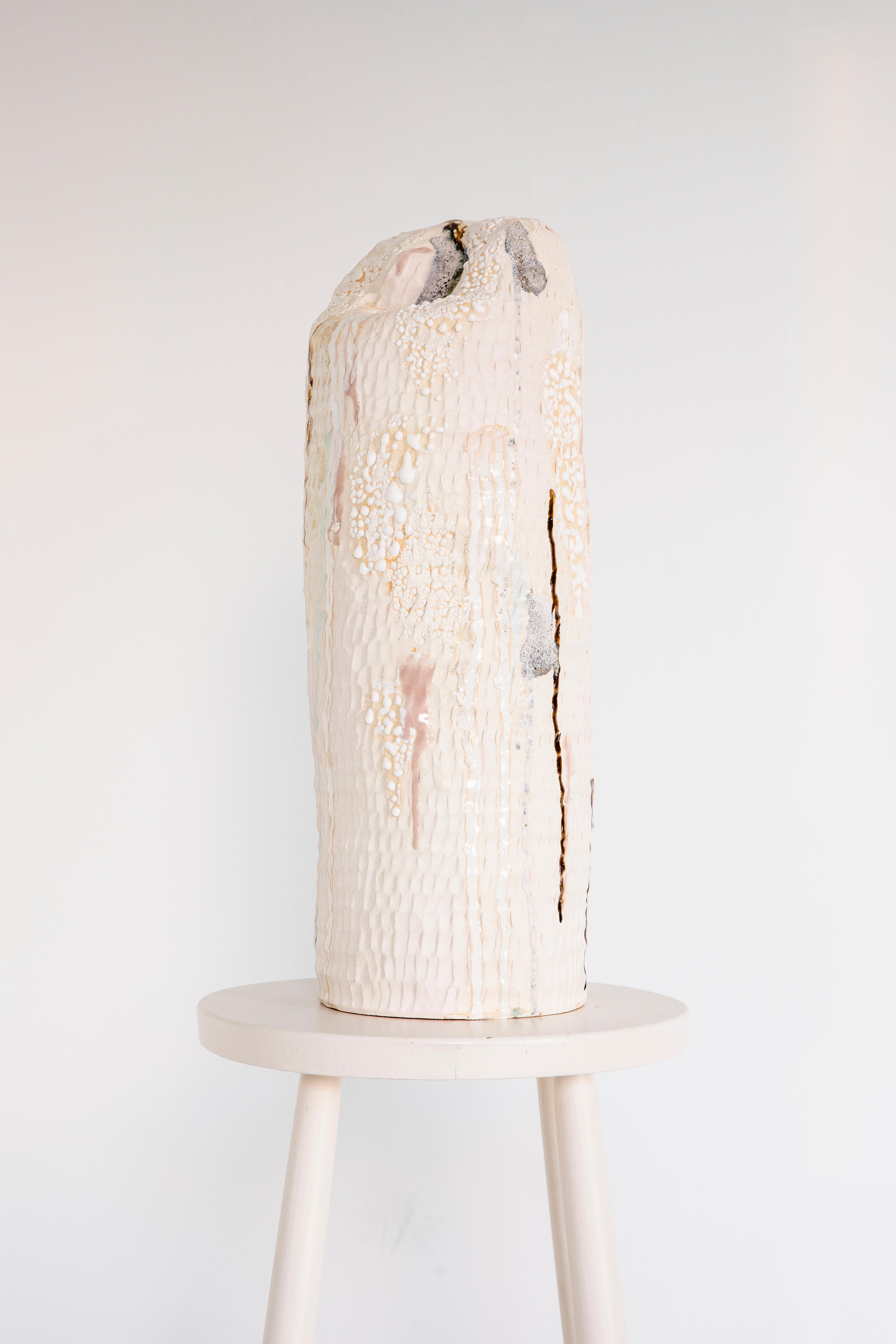 Big Pale Asparagus Decorative Object by Laura Pehkonen
Unique Piece.
Dimensions: D 19 x W 19 x H 53 cm.
Materials: Hand-built ceramic, engobe, underglaze colors, self-developed and ready-made glazes.

Laura Pehkonen (b. 1985) is a ceramic and visual