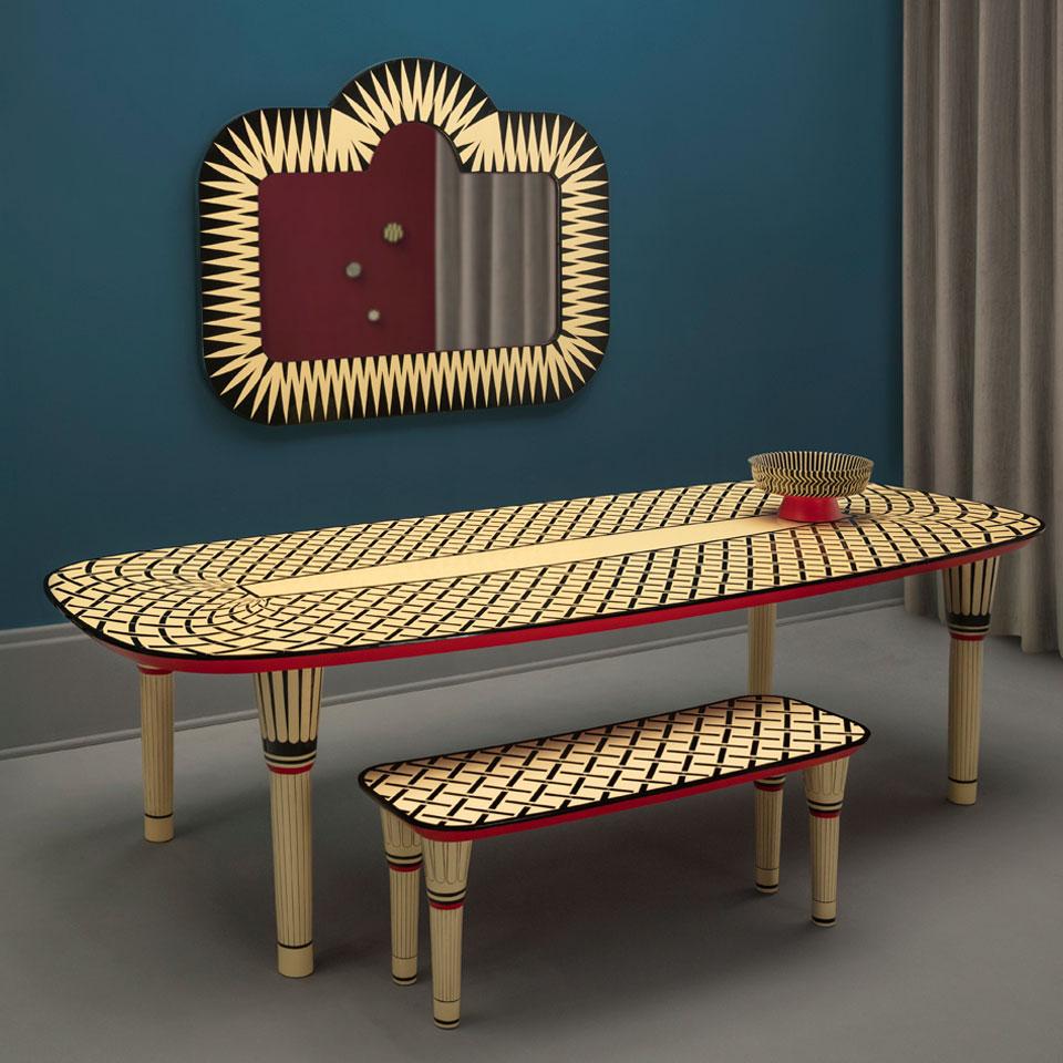 Indian Big Parade Wide Wall Console Mirror by Matteo Cibic For Sale