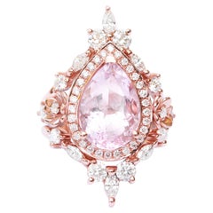 Big Pear Morganite & Two Iceland bands, Engagement Three Ring Set, Antheia