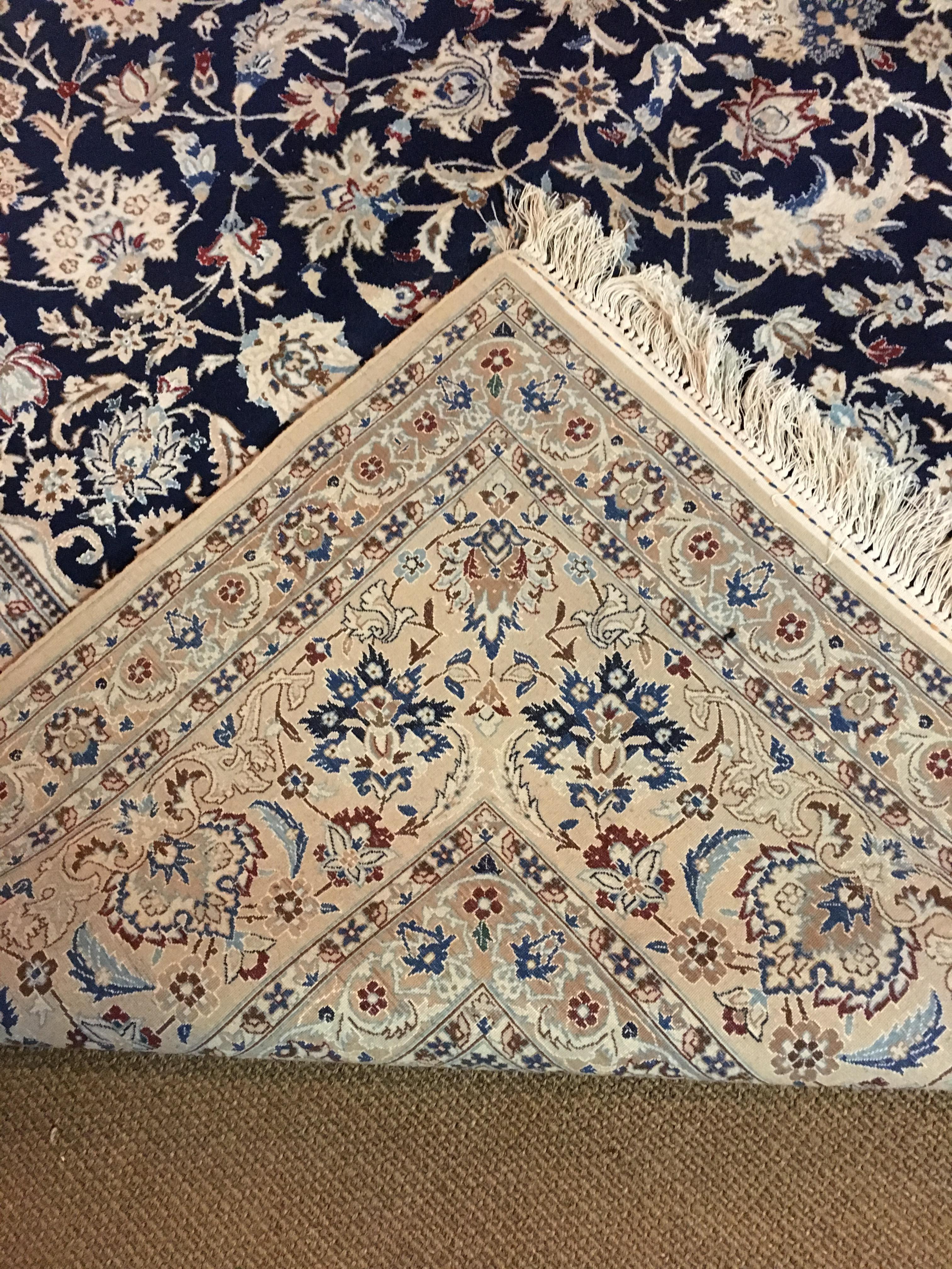 Big Persian Fine Wool and Silk Nain Rug 6