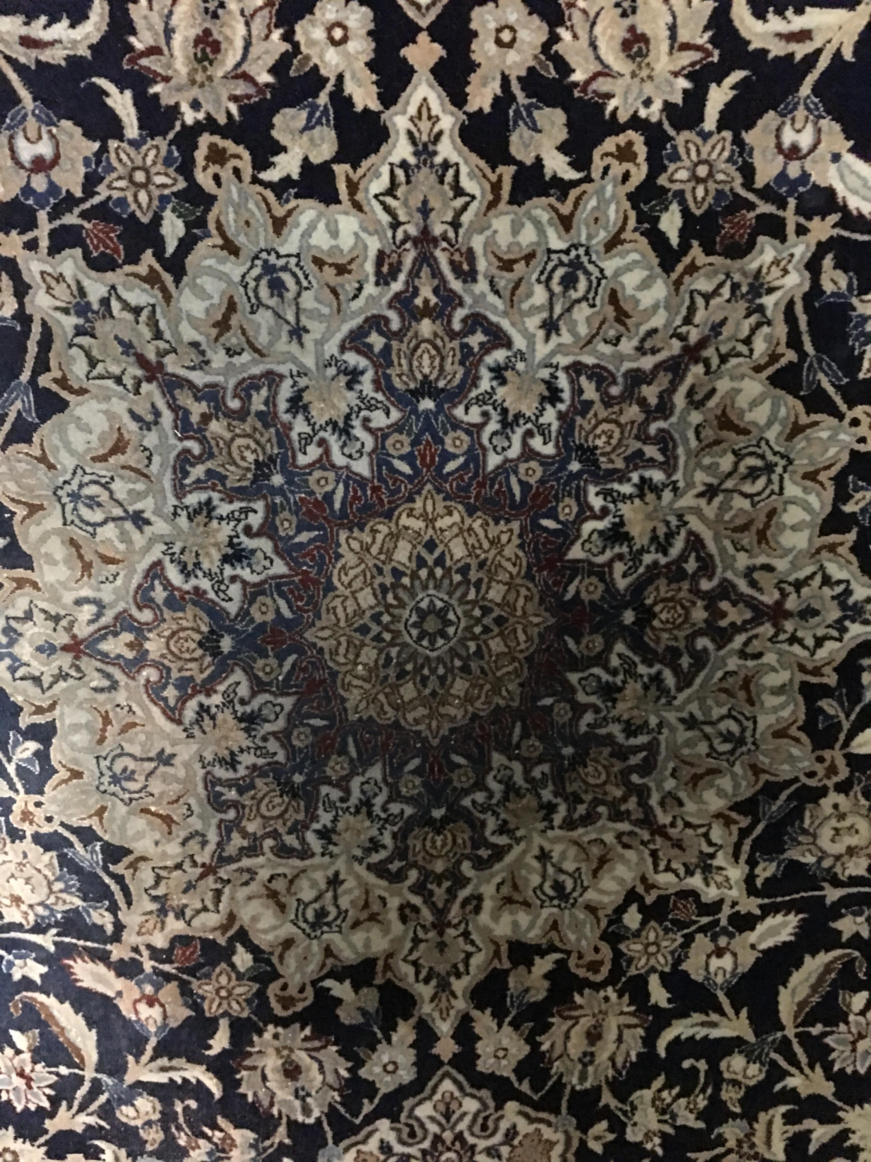 Hand-Woven Big Persian Fine Wool and Silk Nain Rug