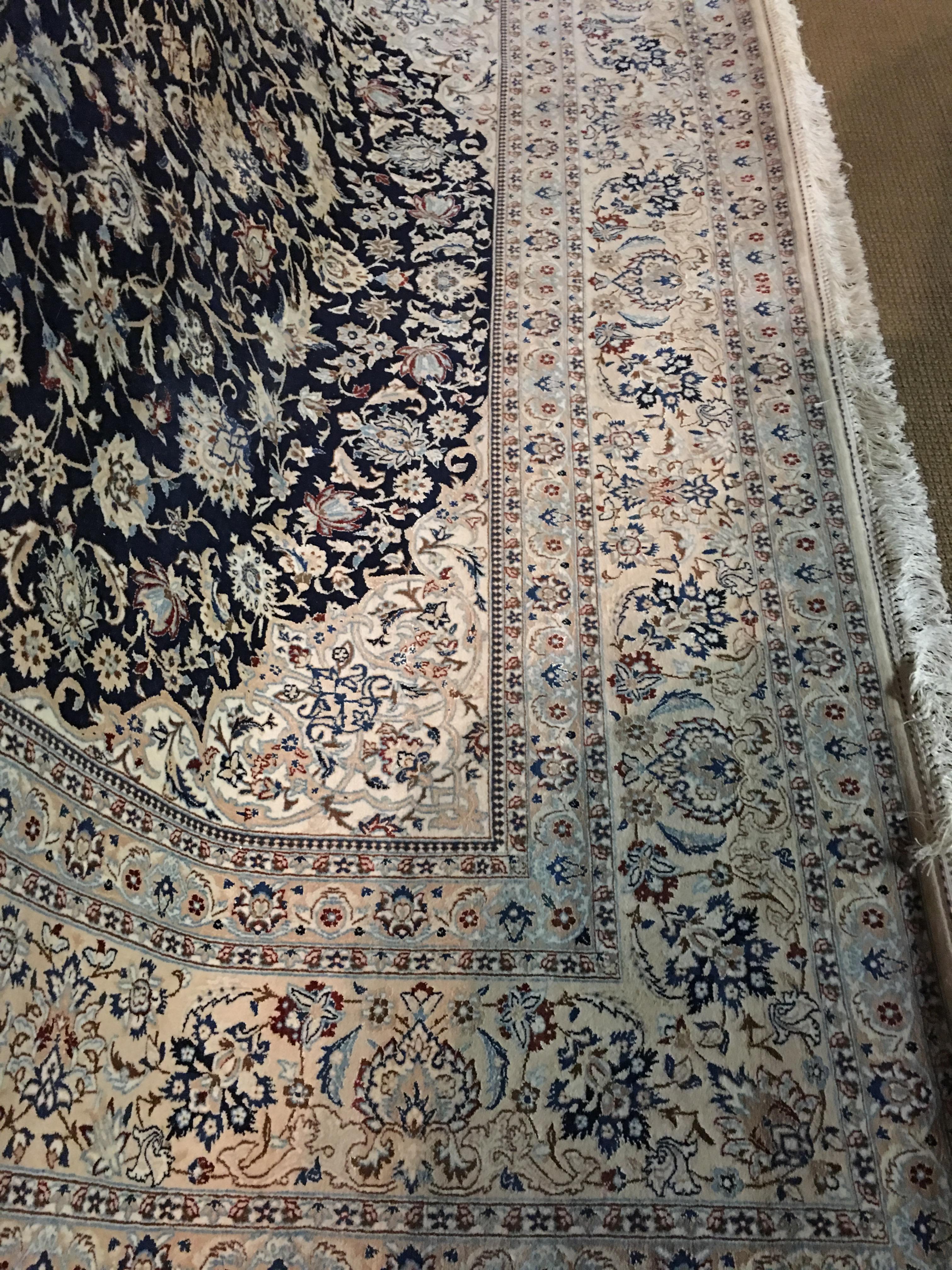 Big Persian Fine Wool and Silk Nain Rug 1
