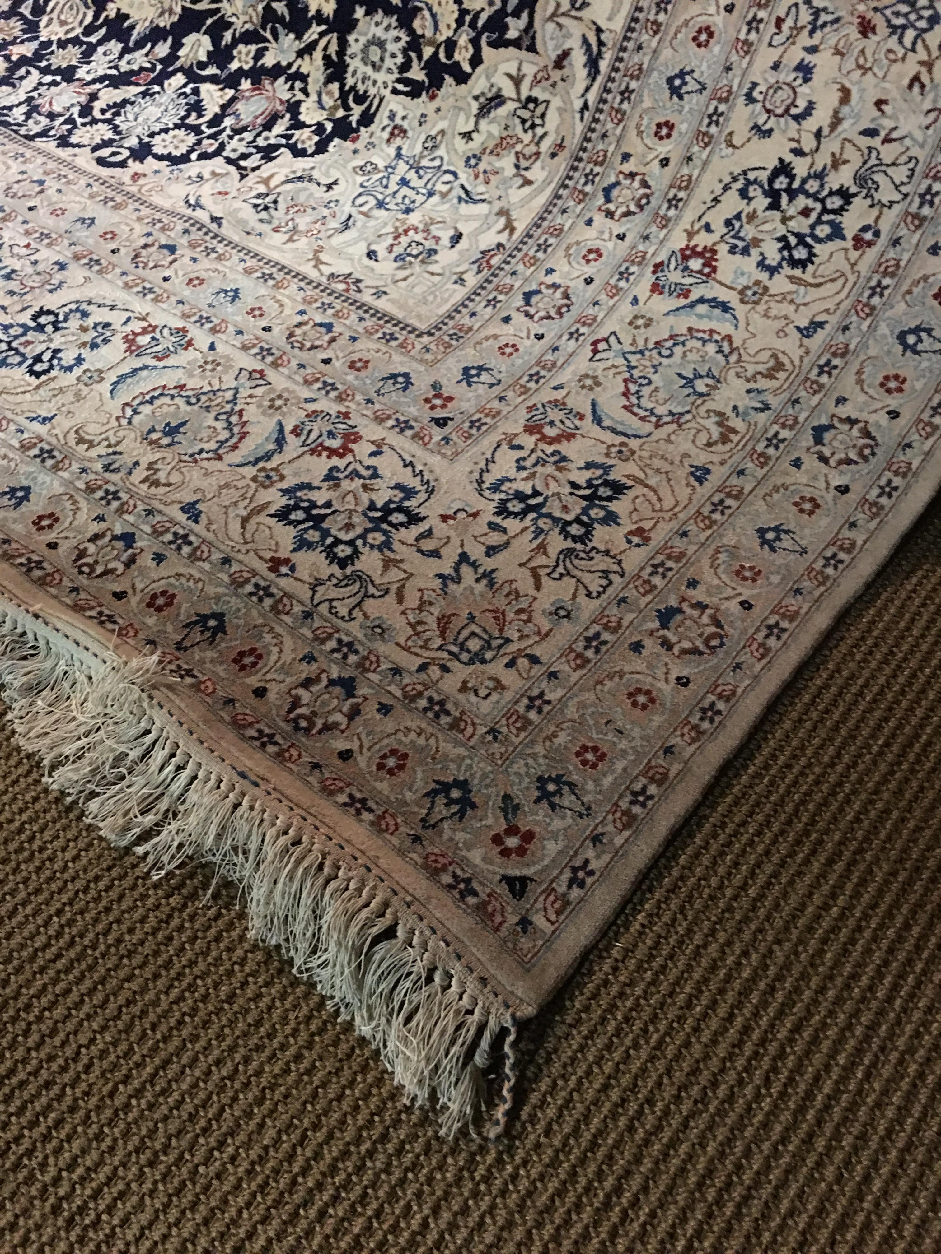 Big Persian Fine Wool and Silk Nain Rug 2