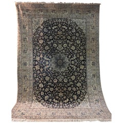 Big Persian Fine Wool and Silk Nain Rug