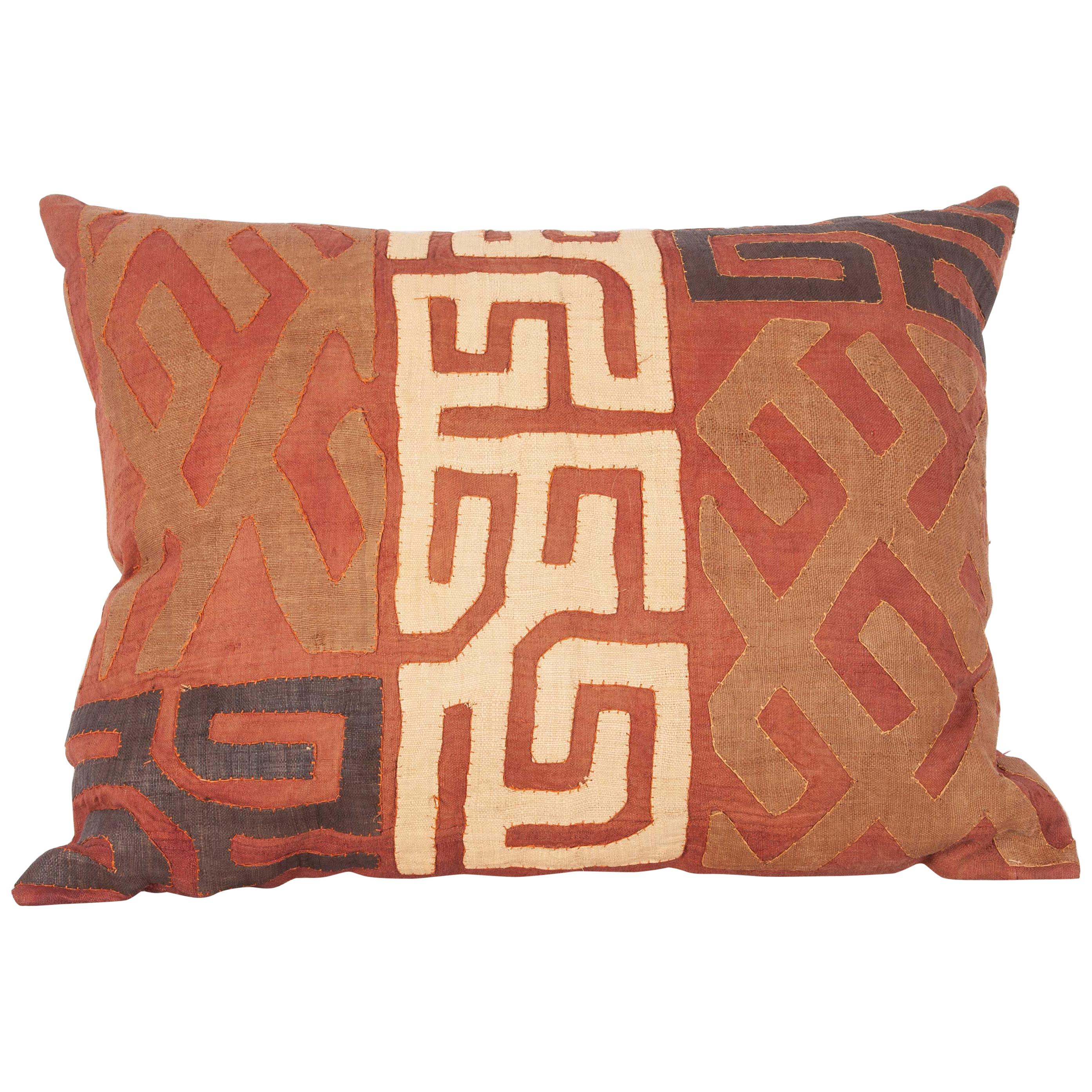 Big Pillow Case Fashioned from a Kuba Cloth, Africa, Mid20th Century