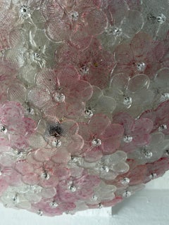 Lustre encastré « Big Pink & Clear » de Barovier Toso, style milieu du siècle, avec motifs floraux en verre de Murano