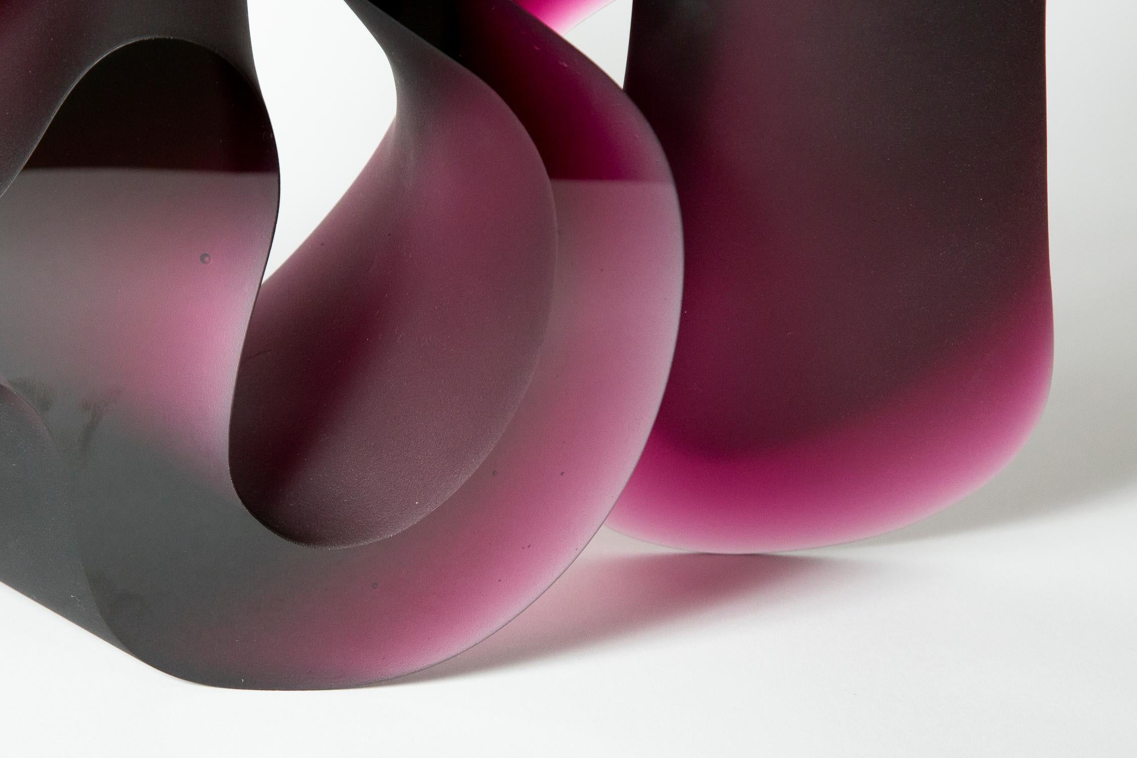 Danish Big Pink Line Unique Glass Sculpture by Karin Mørch