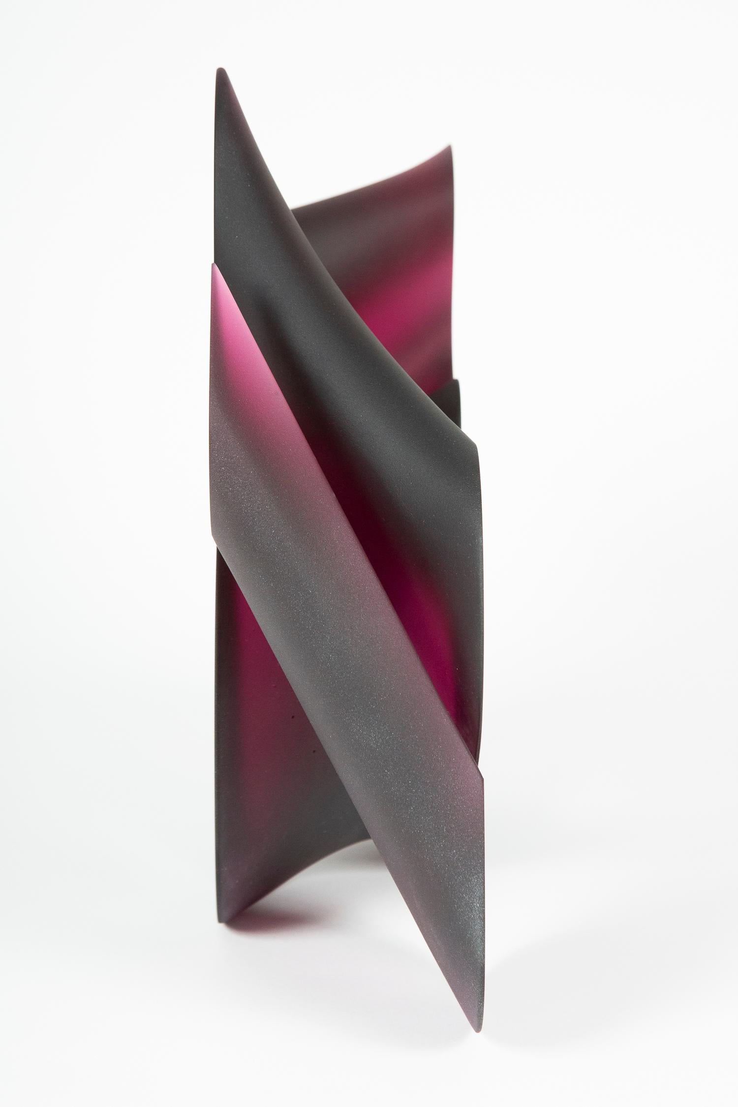 Contemporary Big Pink Line Unique Glass Sculpture by Karin Mørch