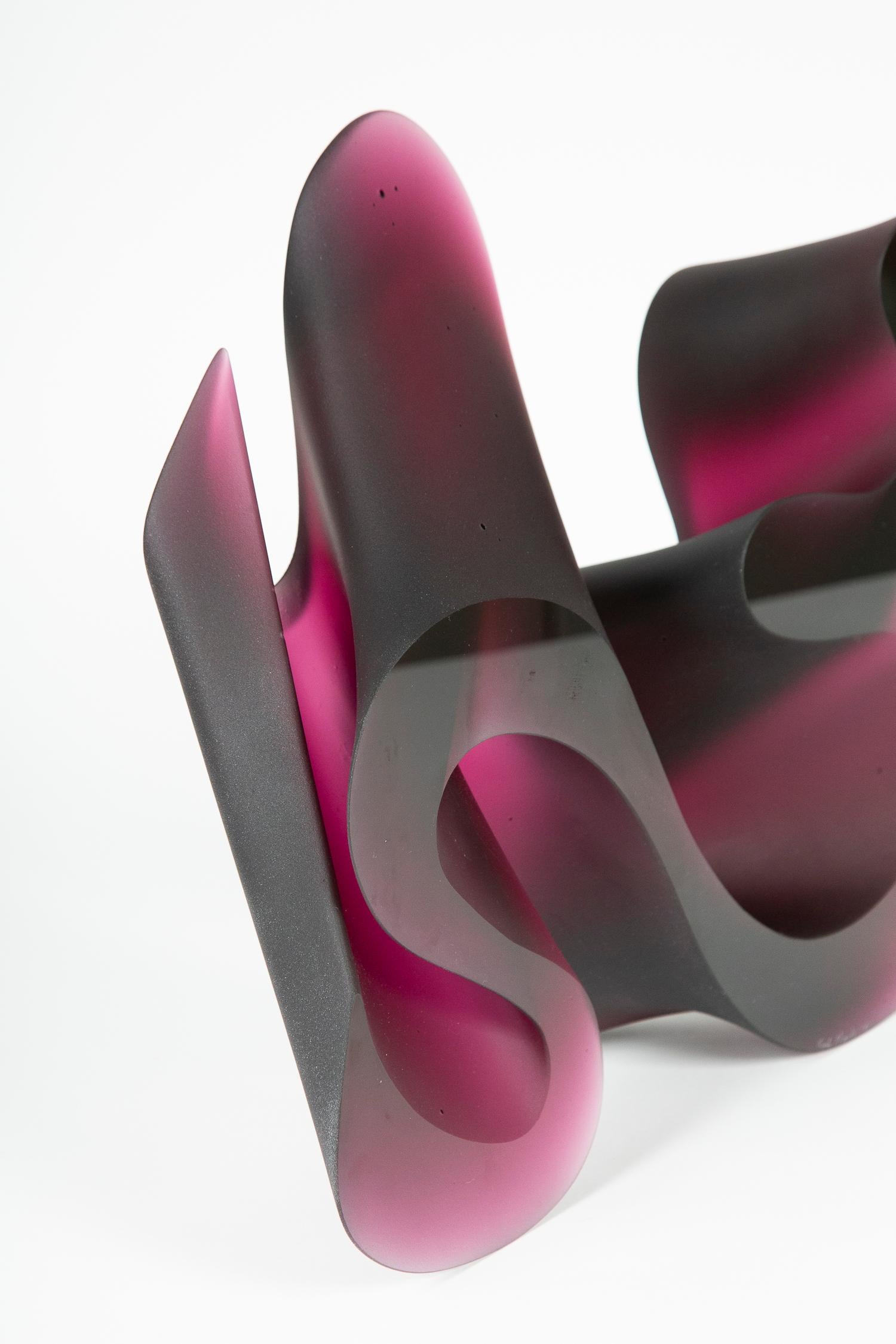 Big Pink Line Unique Glass Sculpture by Karin Mørch 1