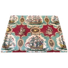 Big Platex Coffee Mid-Century Modern Swiss Ships Scene Tray Table