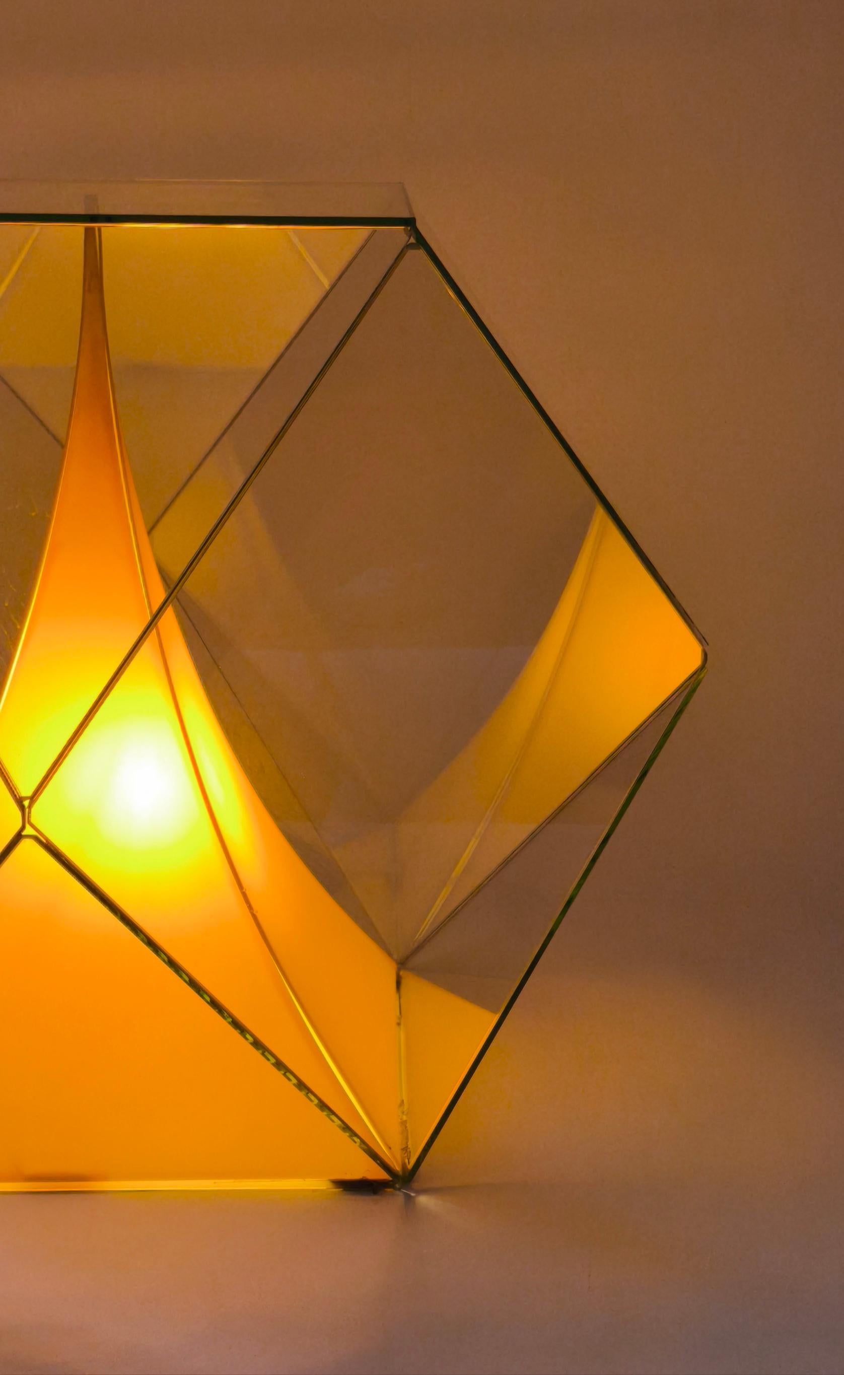 Plexiglass Big plexiglass sculpture lamp - 1970s - France - Multi-sided For Sale