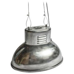 Big Polished Steel Industrial Vintage European Original Steel Pendant Lamp