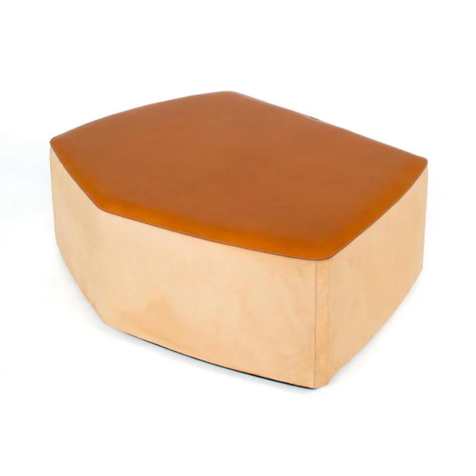 Other Big Pouf in Vegetable Leather, Suede & Poplar Plywood by Oscar Maschera For Sale