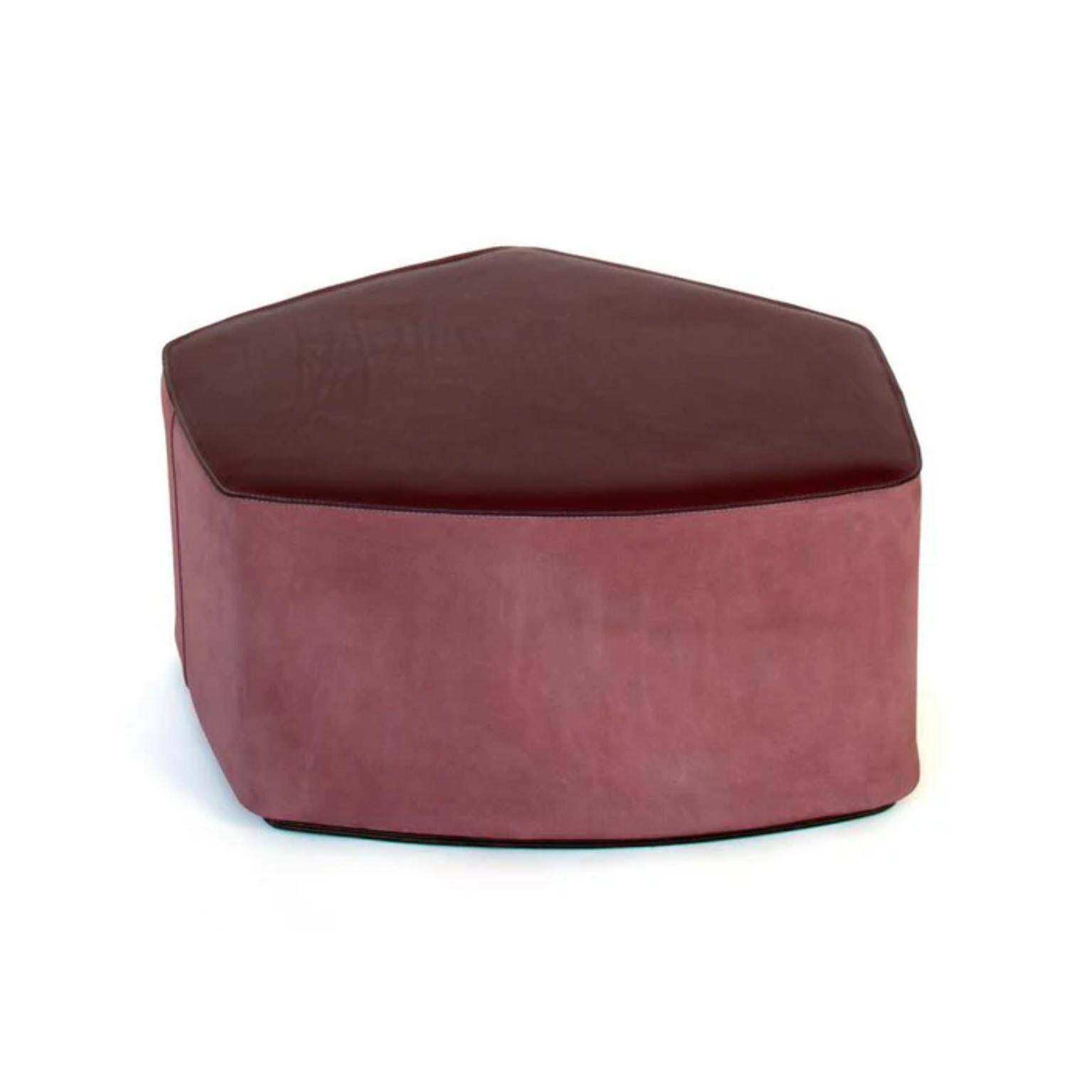 Big Pouf in Vegetable Leather, Suede & Poplar Plywood by Oscar Maschera In New Condition For Sale In Geneve, CH