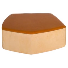 Big Pouf in Vegetable Leather, Suede & Poplar Plywood by Oscar Maschera
