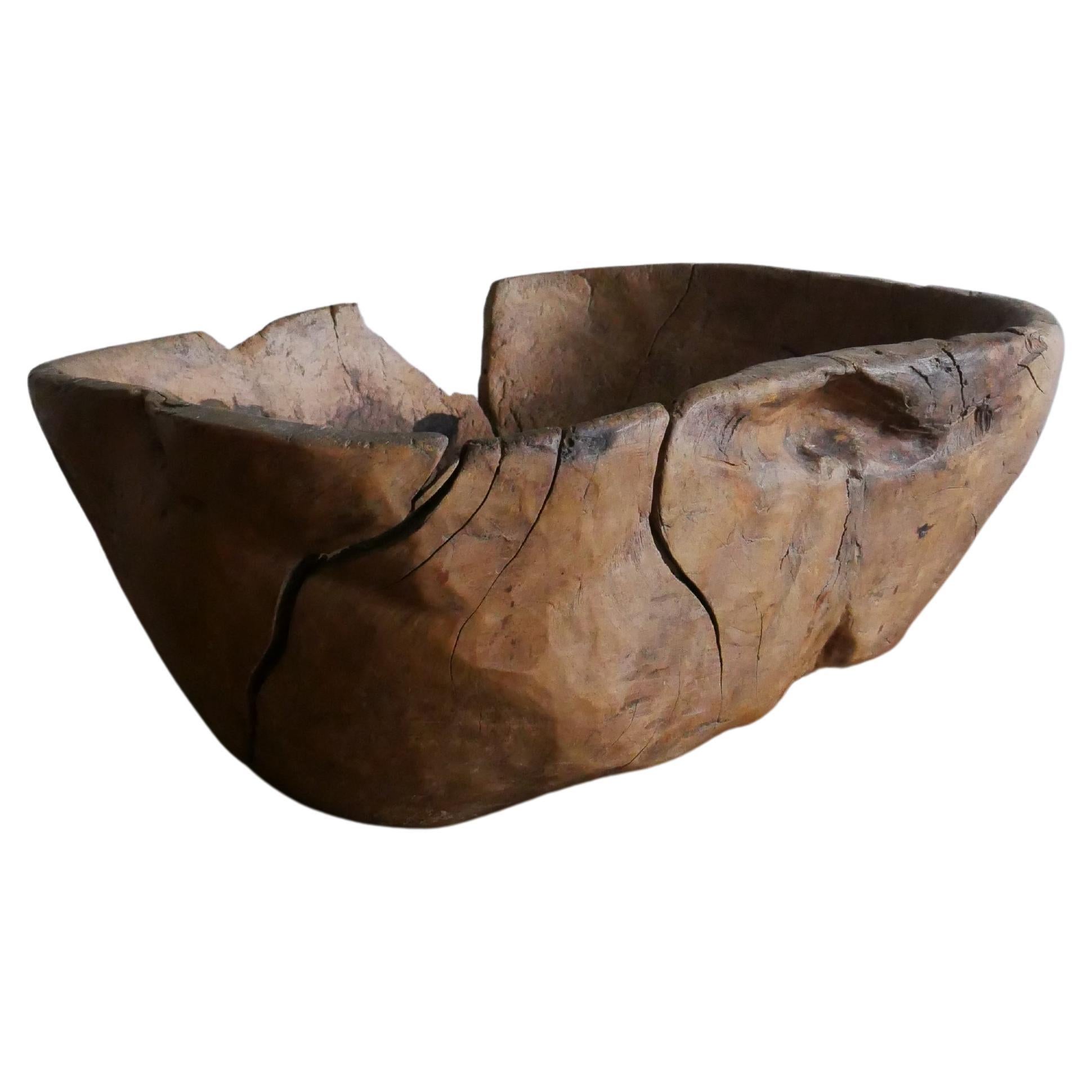 Big Primitive Swedish Wood Bowl 1832 For Sale
