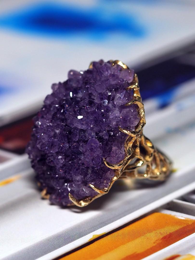 amethyst druzy ring