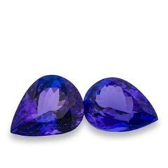 Big Rare 16.55ct Natural Loose Tanzanite Match Pair Blue Gemstone AAAA Pear