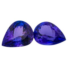Big Rare 16.55ct Natural Loose Tanzanite Match Pair Blue Gemstone AAAA Pear
