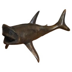 Big Rare and Magnificent Brutalist Bronze Shark Sculpture, 1970s, France