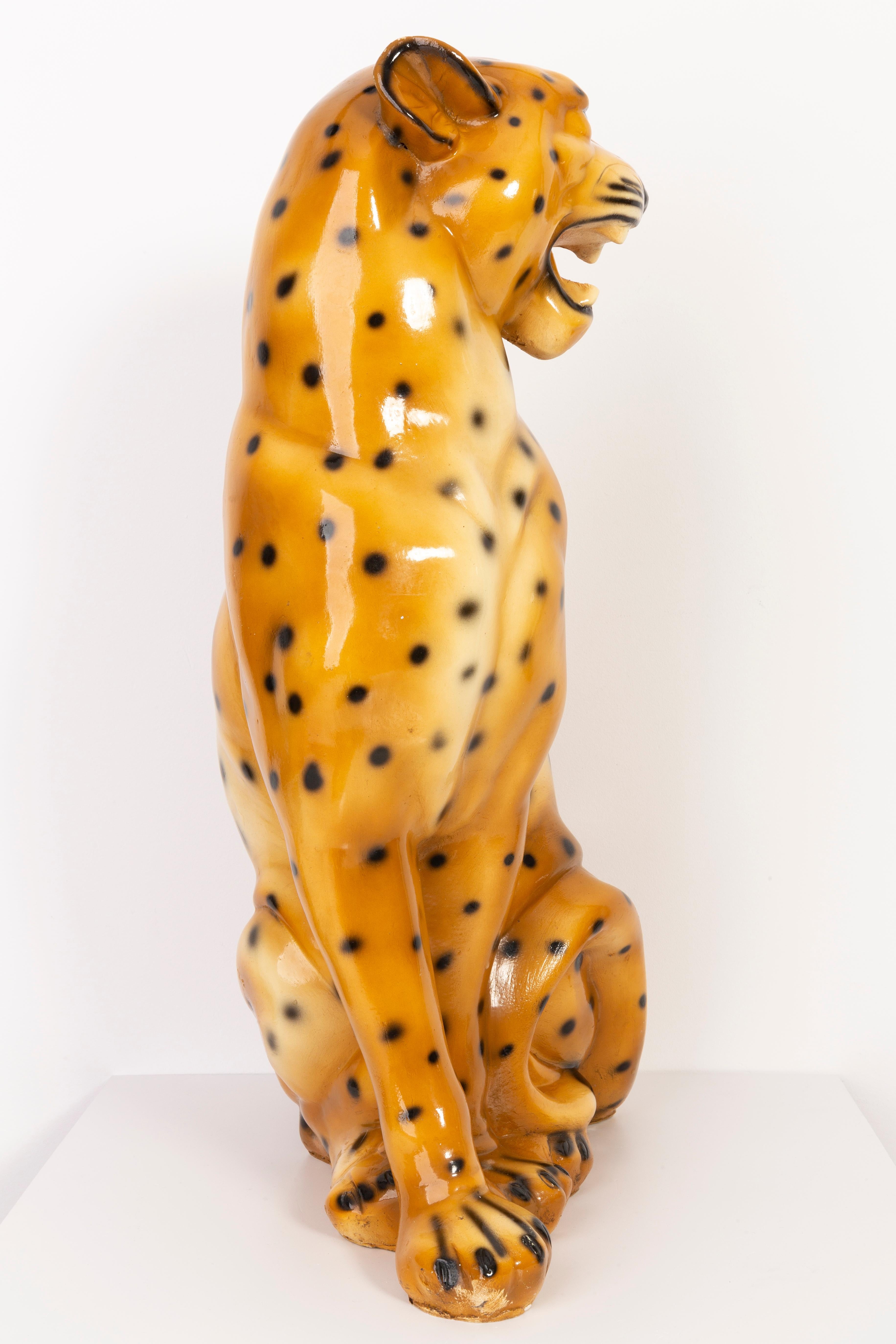 Italian Big Rare Ceramic Leopard Decorative Sculpture, Italy, 1960s